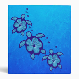 3 Blue Honu Turtles Binder