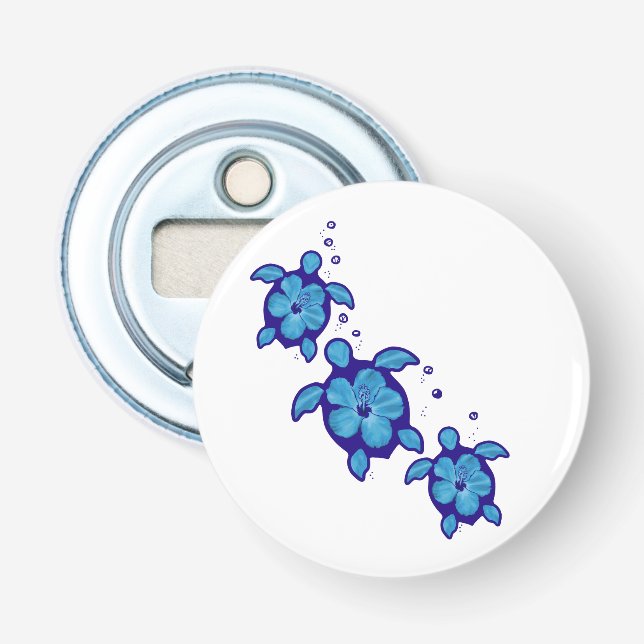 3 Blue Honu Turtles Bottle Opener (Front)