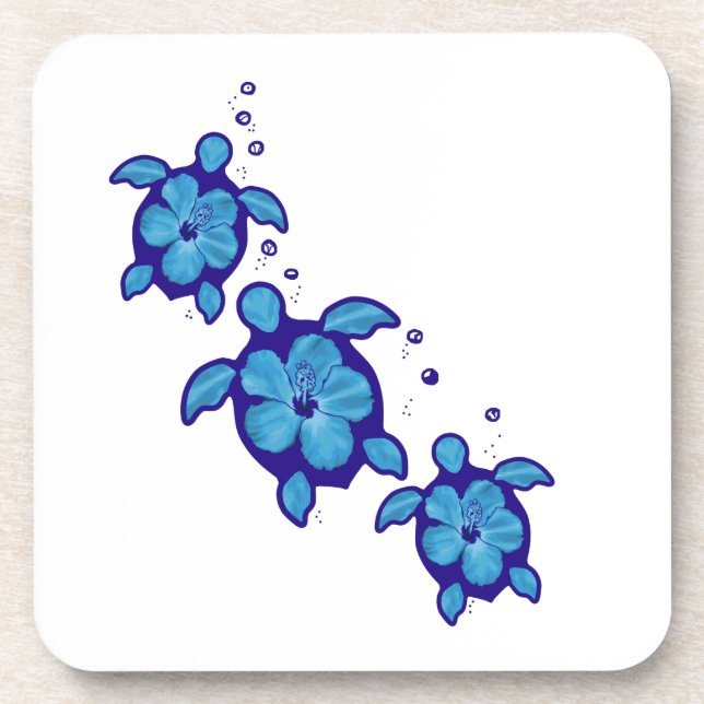3 Blue Honu Turtles Coaster (Front)