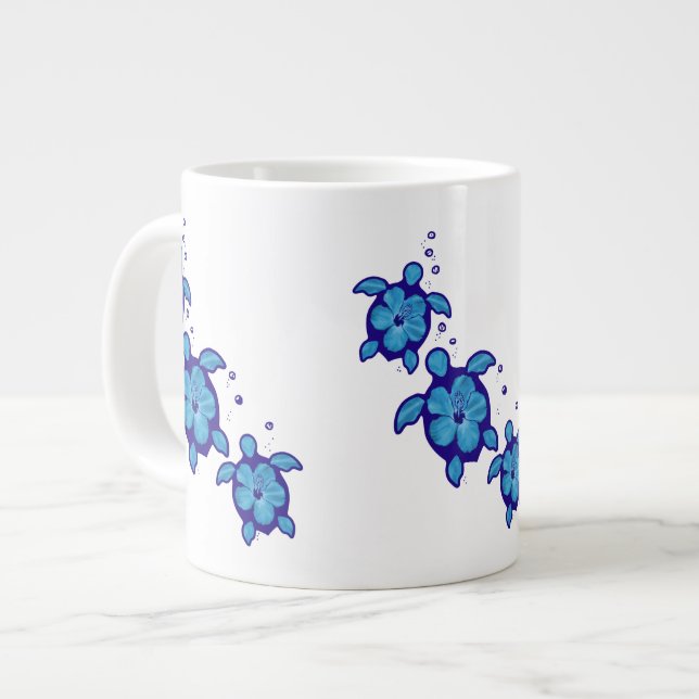 3 Blue Honu Turtles Large Coffee Mug (Front Left)