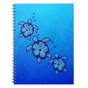 3 Blue Honu Turtles Notebook