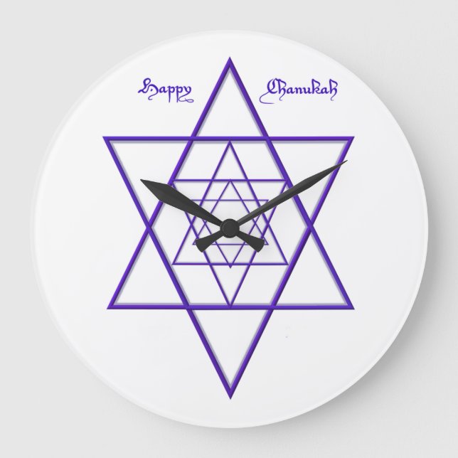 3 Blue Stars for Chanukah Large Clock (Front)