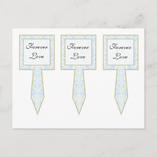 3 Blue/White Damask Wedding Cup Cake Picks Postcard
