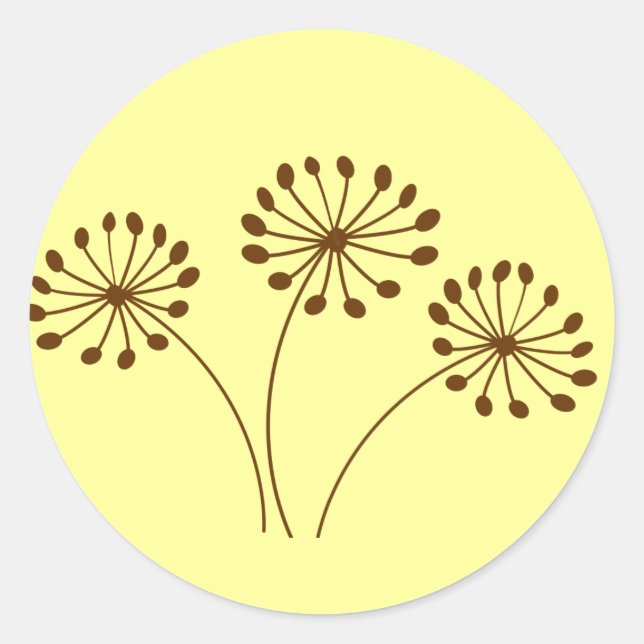 3 Brown Flowers Classic Round Sticker (Front)
