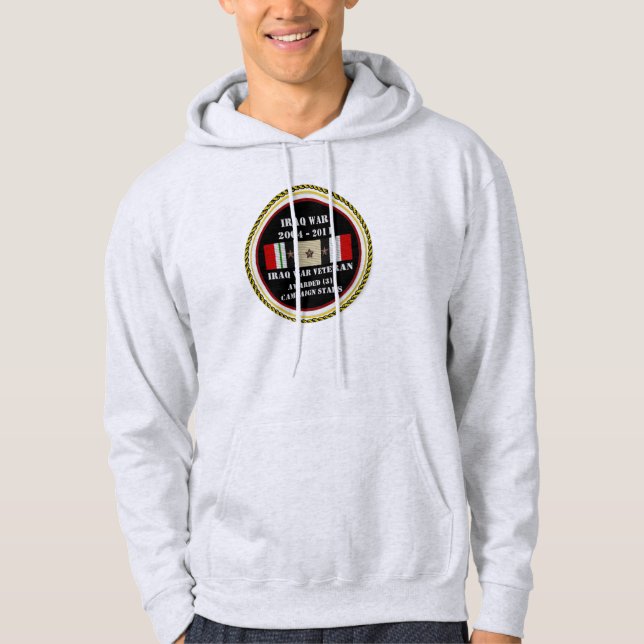 3 CAMPAIGN STARS IRAQ WAR VETERAN HOODIE (Front)