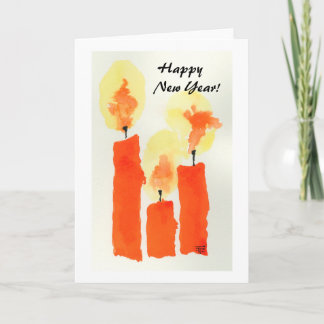 3 Candles. Happy New Year! Holiday Card