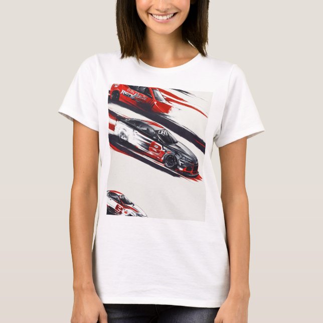 **"3 Car Drag Race Design T-Shirt – Fast and Furio (Front)