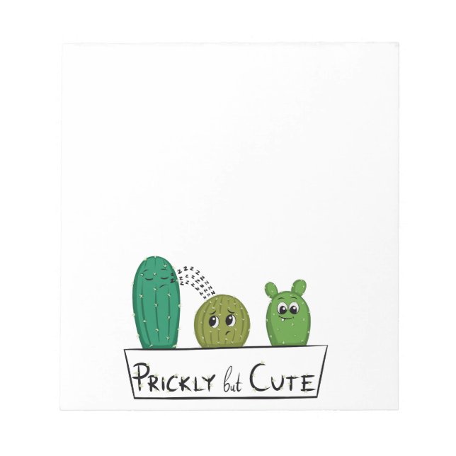 3 Cartoon Cactus Infants in Planter Notepad (Front)
