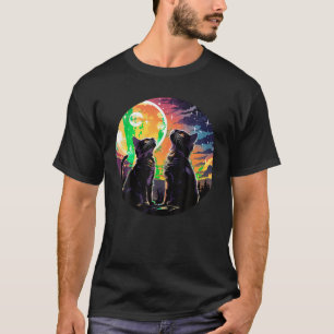 3 Cat Moon Howling Cats Head Funny kittens For Men T-Shirt