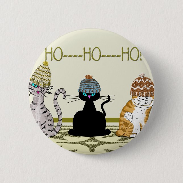 3 Cats With Hats Christmas 2 Inch Round Button (Front)