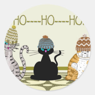 3 Cats With Hats Christmas Classic Round Sticker