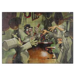 3 Chefs Decorative Glass Cutting Board