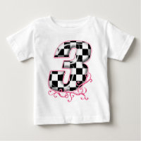 3 chequered flag number pink