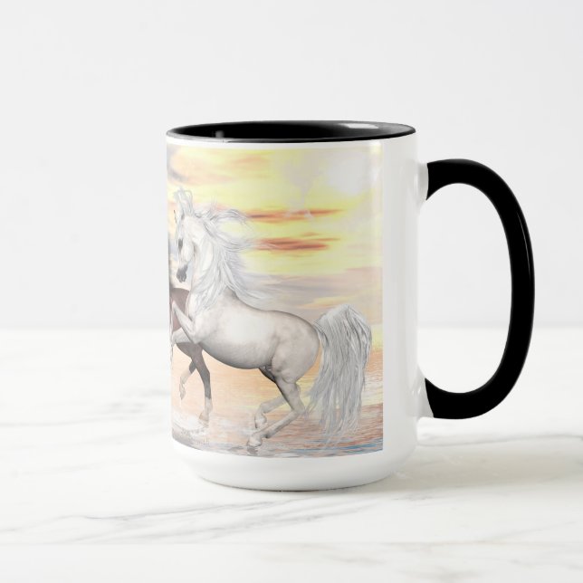 3 chevaux Arabes tasse de sonnerie de 15 onces (Droite)
