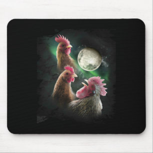 3 Chicken Moon Wolf Chickens Howling Wolves  Mouse Pad