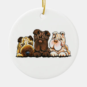 3 Chinese Shar Pei Ceramic Ornament