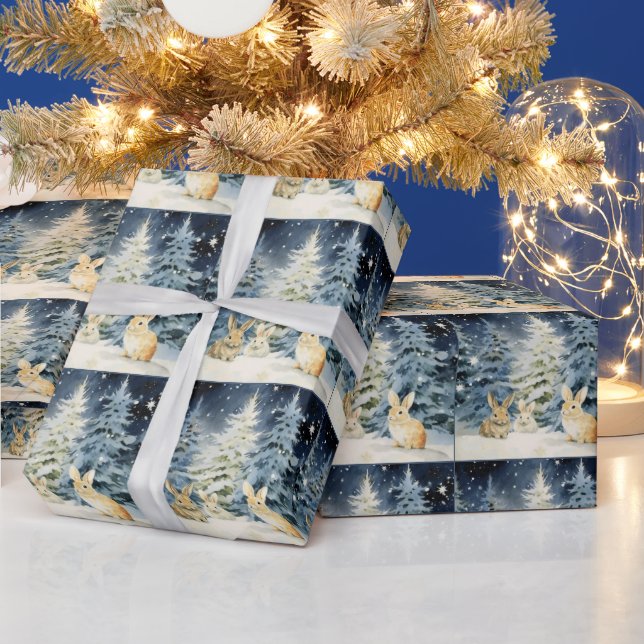 3 Christmas bunnies Wrapping Paper (Holidays)