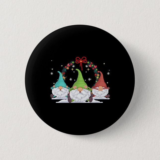 3 Christmas Gnomes 2 Inch Round Button (Front)