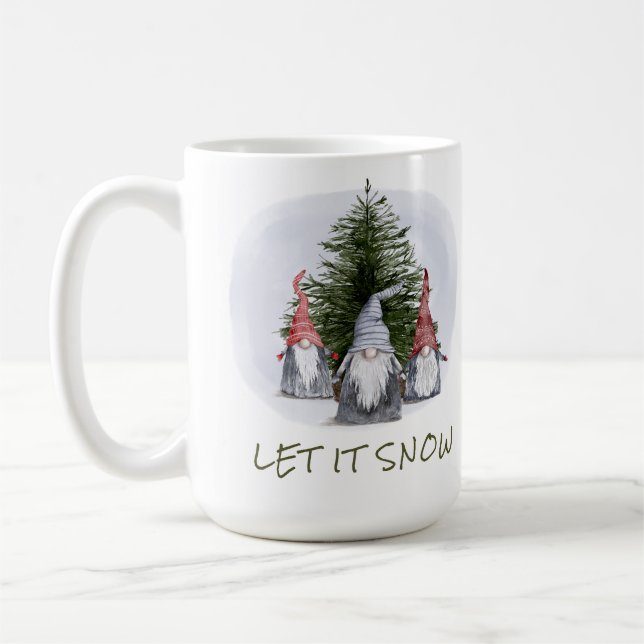 3 Christmas Gnomes Let it Snow  Coffee Mug (Left)
