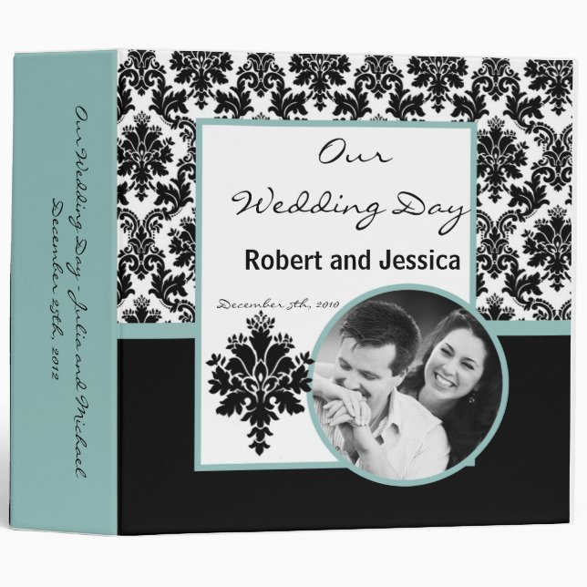 3" Classeur photo Scrapbook noir Damask (Devant/Côté)