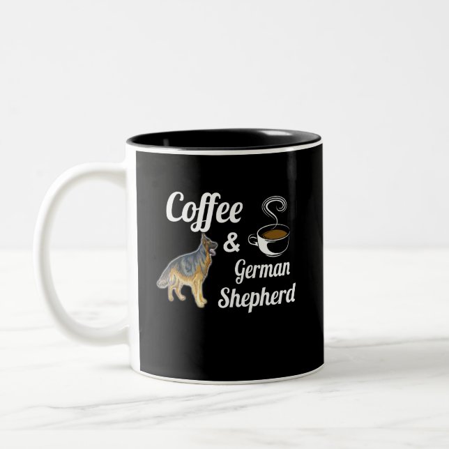 3 Coffee And German Shepherd Two-Tone Coffee Mug (Left)