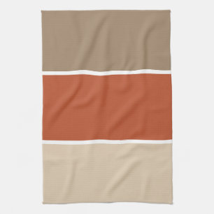 3 Colour Block Brown Terracotta Beige Kitchen Towel