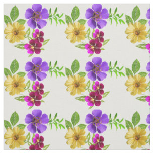 3 Coloured Flowers Fabric