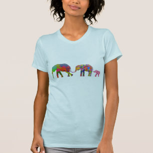 3 Colourful Elephants Walking - Pop Art T-Shirt