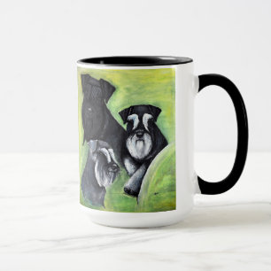 3 colours of miniature schnauzers cup