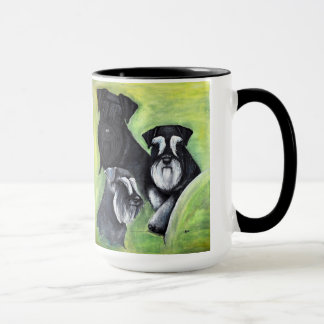 3 colours of miniature schnauzers cup