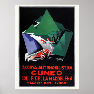 3 Corsa Automobilistica Cuneo Poster vintage 1927