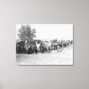 3 Cowboys Roping Horses PhotographSouth Dakota Canvas Print