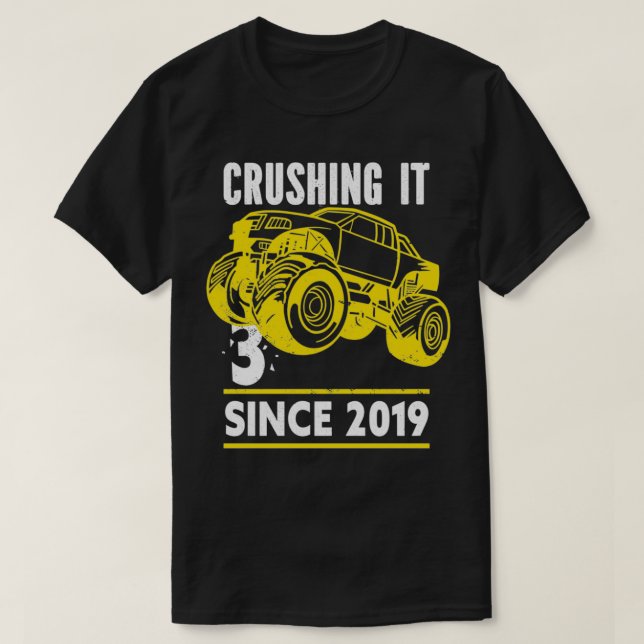 3 Crushing It Since 2019 For A Birthday Child T-Shirt (Design Front)