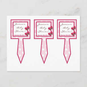 3 Cup Cake Picks Berry Garden Lady Bug Flower Pink Invitation Postcard