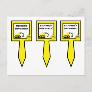 3 Cup Cake Picks Construction Invitation Postcard