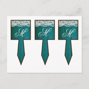 3 Cup Cake Picks Distrissed Teal Wood Lace Postcard