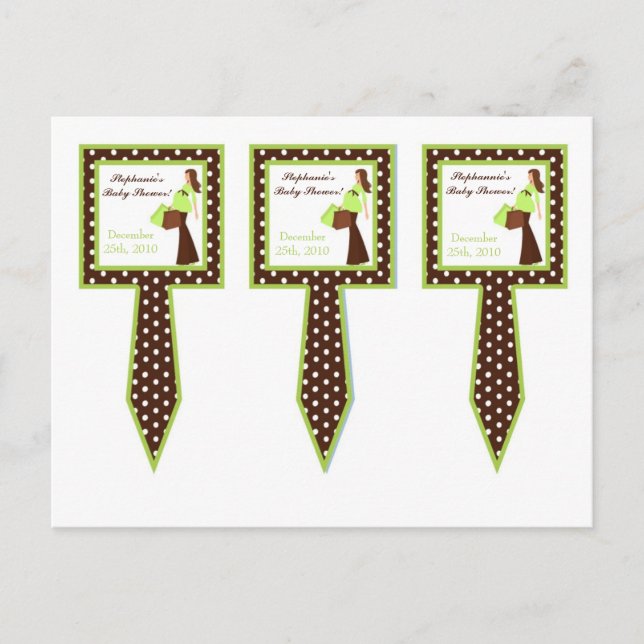 3 Cup Cake Picks Green Mod Mom Polka Dots Invitation Postcard (Front)