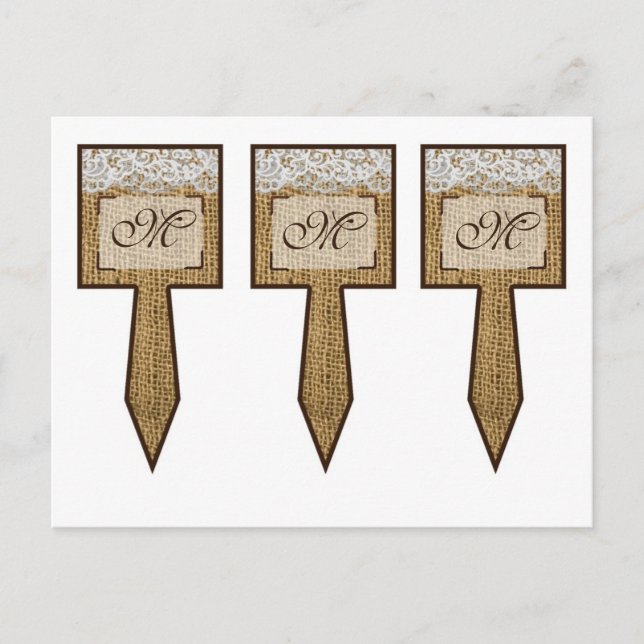 3 Cup Cake Picks Horse Shoes on Burlap Lace Countr Postcard (Front)