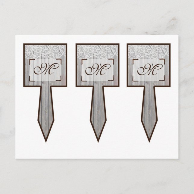 3 Cup Cake Picks Horse Shoes on Wood Lace Country Postcard (Front)