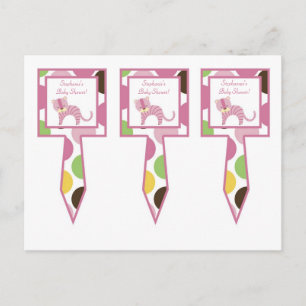 3 Cup Cake Picks Jungle Queen Tiger Safari Animal Invitation Postcard