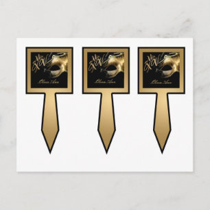 3 Cup Cake Picks Mis XV Gold Black Party Invitation Postcard