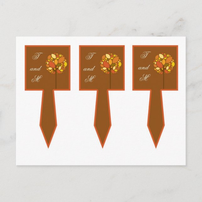 3 Cup Cake Picks Modern Autumn Tree Fall Foliage Postcard (Front)