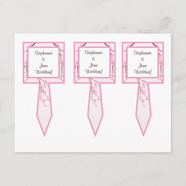 3 Cup Cake Picks Pink Cherry Blossom Postcard (Front)