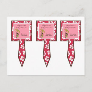 3 Cup Cake Picks Pink Hawaiian Luau Tropical Invitation Postcard