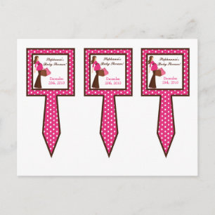 3 Cup Cake Picks Pink Mod Mom Polka Dots Invitation Postcard
