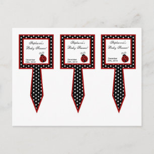 3 Cup Cake Picks Red Ladybug Invitation Postcard