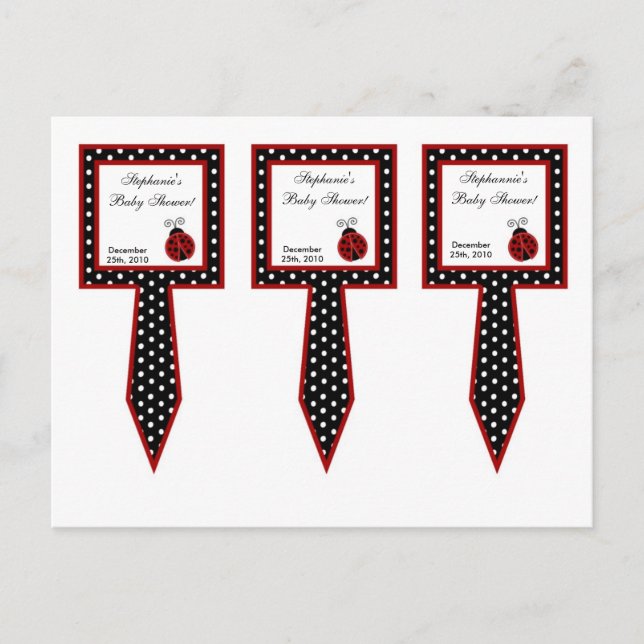 3 Cup Cake Picks Red Ladybug Invitation Postcard (Front)