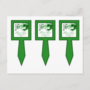 3 Cup Cake Picks Sweet 16 Green Party Invitation Postcard