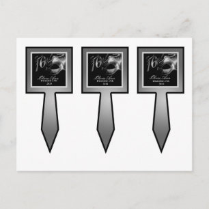 3 Cup Cake Picks Sweet 16 Silver Black Party Invitation Postcard