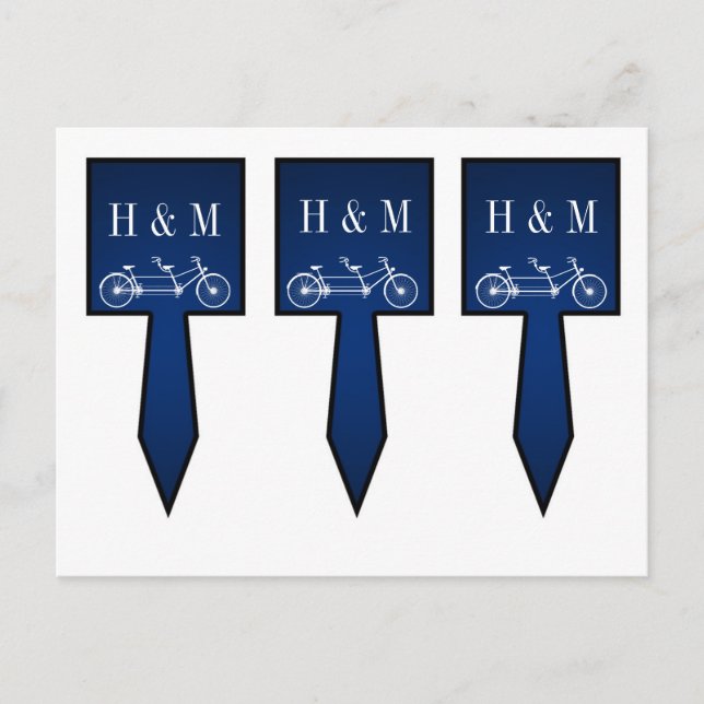 3 Cup Cake Picks Whimsical Navy Blue Double Bike Postcard (Front)